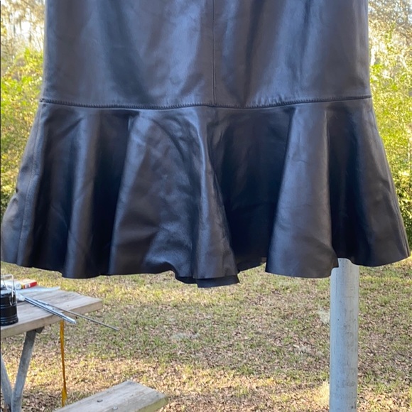 Michael Kors Collection black leather pencil skirt